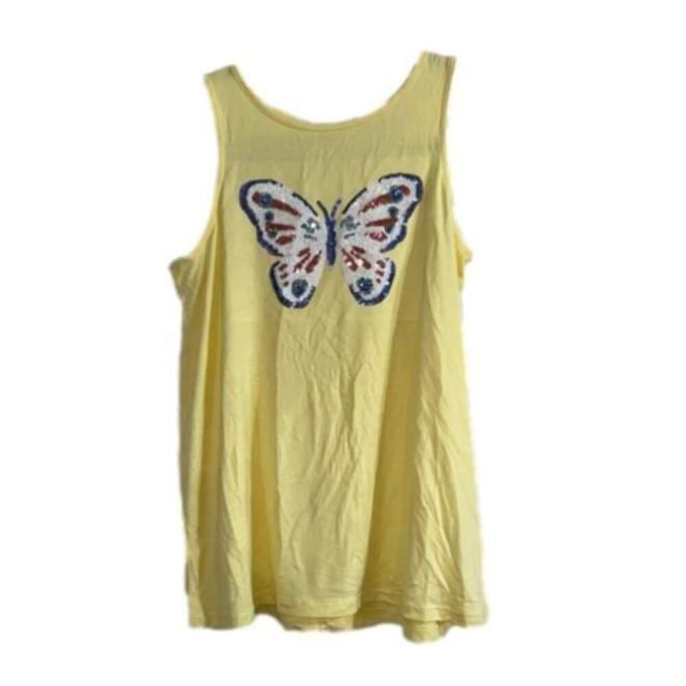 Girls Rumi + Ryder Yellow Tank Top Sequin Butterfly Size L (12-14) NWT